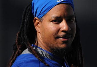 LOS ANGELES, CA - APRIL 30:  Portrait of Manny Ramirez #99 of the Los Angeles Dodgers during batting practice before the game between the San Francisco Giants at Dodger Stadium on April 30, 2009 in Los Angeles, California.  (Photo by Harry How/Getty Images)
