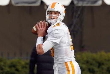 NASHVILLE, TN - NOVEMBER 22: Quarterback  B.J. Coleman #18 of the Tennessee Volunteers warms up before the game against the Vanderbilt Commodores at Vanderbilt Stadium on November 22, 2008 in Nashville, North Carolina.  (Photo by Kevin C. Cox/Getty Images)