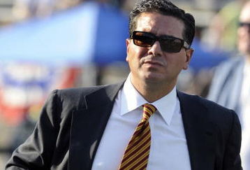 CANTON, OH - AUGUST 3: Owner Daniel Snyder of the Washington Redskins checks the field before play against the Indianapolis Colts in  the Pro Football Hall of Fame Game at Fawcett Stadium on August 3, 2008 in Canton, Ohio.   (Photo by Al Messerschmidt/Getty Images) 