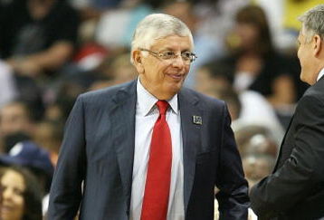 ATLANTA - APRIL 29:  NBA Commissioner David Stern greets fans courtside as the Miami Heat take on the Atlanta Hawks during Game Five of the Eastern Conference Quarterfinals at Philips Arena on April 29, 2009 in Atlanta, Georgia. NOTE TO USER: User expressly acknowledges and agrees that, by downloading and/or using this Photograph, user is consenting to the terms and conditions of the Getty Images License Agreement.  (Photo by Doug Benc/Getty Images)