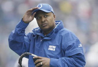 SEATTLE - DECEMBER 24:  Assistant head coach Jim Caldwell of the Indianapolis Colts looks on against the Seattle Seahawks at Qwest Field on December 24, 2005 in Seattle, Washington. The Seahawks defeated the Colts 28-13.  (Photo by Otto Greule Jr/Getty Images)