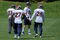 ENGLEWOOD, CO - MAY 03:  Quarterback Kyle Orton #8 particiaptes in practice during Denver Broncos Minicamp along with running backs LaMont Jordan #32, Knowshon Moreno #27 and Correll Buckhalter #28 at the Broncos training facility on May 3, 2009 in Englewood, Colorado. Moreno was the Broncos first round draft pick in the 2009 draft.  (Photo by Doug Pensinger/Getty Images)