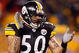 PITTSBURGH - NOVEMBER 16: Larry Foote #50 of the Pittsburgh Steelers claps his hands during the game against the San Diego Chargers on November 16, 2008 at Heinz Field in Pittsburgh, Pennsylvania. (Photo by Gregory Shamus/Getty Images)