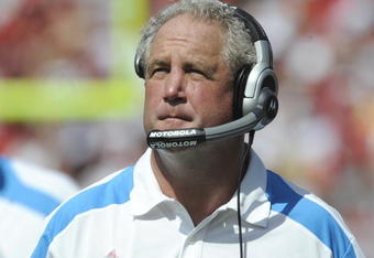 TAMPA, FL - OCTOBER 12: Coach John Fox of the Carolina Panthers watches play against the Tampa Bay Buccaneers at Raymond James Stadium on October 12, 2008 in Tampa, Florida.  (Photo by Al Messerschmidt/Getty Images) 