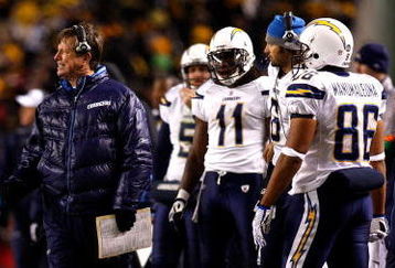 PITTSBURGH - JANUARY 11:  Head coach Norv Turner of the San Diego Chargers coaches against the Pittsburgh Steelers during their AFC Divisional Playoff Game on January 11, 2009 at Heinz Field in Pittsburgh, Pennsylvania. The Steelers won 35-24.  (Photo by Chris Graythen/Getty Images)