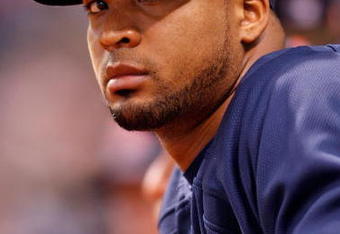 ST. PETERSBURG, FL - SEPTEMBER 19: Pitcher Francisco Liriano #47 of the Minnesota Twins watches his team from the dugout against the Tampa Bay Rays during the game on September 19, 2008 at Tropicana Field in St. Petersburg, Florida. (Photo by J. Meric/Getty Images)
