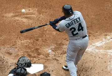CHICAGO - APRIL 29: Ken Griffey, Jr. #24 of the Seattle Mariners hits a two run triple in the 5th inning against the Chicago White Sox on April 29, 2009 at U.S. Cellular Field in Chicago, Illinois. (Photo by Jonathan Daniel/Getty Images)