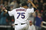 NEW YORK - MAY 06:  Francisco Rodriguez #75 of the New York Mets celebrates the win against the Philadelphia Phillies at Citi Field on May 6, 2009 in the Flushing neighborhood of the Queens borough of New York City.  (Photo by Nick Laham/Getty Images)