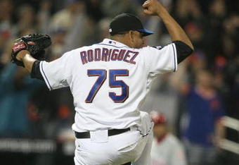 NEW YORK - MAY 06:  Francisco Rodriguez #75 of the New York Mets celebrates the win against the Philadelphia Phillies at Citi Field on May 6, 2009 in the Flushing neighborhood of the Queens borough of New York City.  (Photo by Nick Laham/Getty Images)