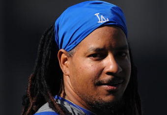 LOS ANGELES, CA - APRIL 30:  Portrait of Manny Ramirez #99 of the Los Angeles Dodgers during batting practice before the game between the San Francisco Giants at Dodger Stadium on April 30, 2009 in Los Angeles, California.  (Photo by Harry How/Getty Images)