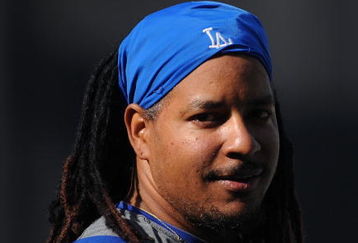 LOS ANGELES, CA - APRIL 30:  Portrait of Manny Ramirez #99 of the Los Angeles Dodgers during batting practice before the game between the San Francisco Giants at Dodger Stadium on April 30, 2009 in Los Angeles, California.  (Photo by Harry How/Getty Images)