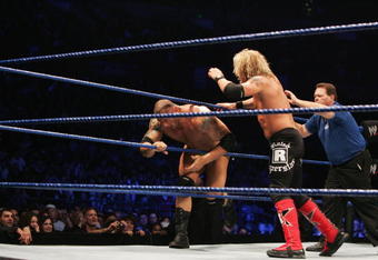 SYDNEY, AUSTRALIA - JUNE 15:  Batista climbs back into the ring against World Heavyweight Champion Edge during WWE Smackdown at Acer Arena on June 15, 2008 in Sydney, Australia.  (Photo by Gaye Gerard/Getty Images)