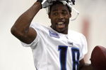 NASHVILLE, TN - MAY 1: Kenny Britt #18 of the Tennessee Titans smiles during the Tennessee Titans Minicamp on May 1, 2009 at Baptist Sports Park in Nashville, Tennessee. (Photo by Joe Murphy/Getty Images)
