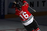 CHICAGO - MAY 07:  Andrew Ladd #16 of the Chicago Blackhawks celebrates as he skates on the ice after being named number 1 star of the game against the Vancouver Canucks during Game Four of the Western Conference Semifinal Round of the 2009 Stanley Cup Playoffs on May 7, 2009 at the United Center in Chicago, Illinois. The Blackhawks won 2-1. (Photo by Jonathan Daniel/Getty Images)