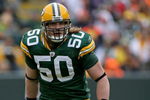 GREEN BAY, WI - NOVEMBER 16:  Linebacker A.J. Hawk #50 of the Green Bay Packers lead his team with in defense with six tackles and one assists against the Chicago Bears during NFL action at Lambeau Field on November 16, 2008 in Green Bay, Wisconsin. The Packers defeated the Bears 37-3.  (Photo by Doug Pensinger/Getty Images)