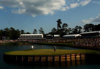 PONTE VEDRA BEACH, FL - MAY 08:  A player finishes putting on the 17th green during the second round of THE PLAYERS Championship on THE PLAYERS Stadium Course at TPC Sawgrass on May 8, 2009 in Ponte Vedra Beach, Florida.  (Photo by Scott Halleran/Getty Images)