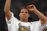 26 Jan 1997:  Quarterback Brett Favre of the Green Bay Packers celebrates after Super Bowl XXXI against the New England Patriots at the Superdome in New Orleans, Louisiana.  The Packers won the game, 35-21. Mandatory Credit: Al Bello  /Allsport