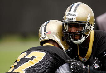 METAIRIE, LA - MAY 08:  Malcom Jenkins #27 of the New Orleans Saints works out during the Rookie Minicamp at the New Orleans Saints Training Facility on May 8, 2009 in Metairie, Louisiana.  (Photo by Chris Graythen/Getty Images)