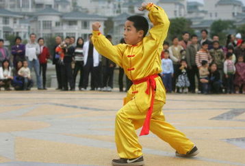 JIANGMEN, CHINA - FEBRUARY 15: A young member of 'Choy Lay Fut' lion dance group performs Kung Fu at a residential district on Febuary 15, 2005 in Jiangmen, Guangdong Province, China. The lion dance, which brings good luck to households or business visited by the lion, is a traditional part of the celebration for the Chinese New Year and is performed by two people- one at the head and one at the tail. Chinese lion dancing has been a popular form of martial art in China since its origin in approximately 400 B.C. (Photo by Cancan Chu/GettyImages)