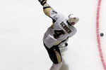UNIONDALE, NY - FEBRUARY 16:  Rob Scuderi #4 of the Pittsburgh Penguins warms up before playing the New York Islanders on February 16, 2009 at Nassau Coliseum in Uniondale, New York.  (Photo by Jim McIsaac/Getty Images)