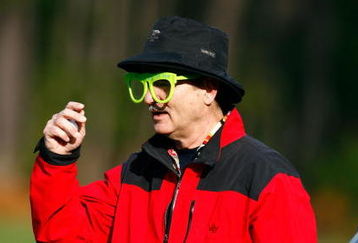 PEBBLE BEACH, CA - FEBRUARY 12:  Bill Murray puts on glasses as he walks up to the sixth green during the first round of the AT&T Pebble Beach National Pro-Am at the Spyglass Hill Golf Course on February 12, 2009 in Pebble Beach, California.  (Photo by Jeff Gross/Getty Images)