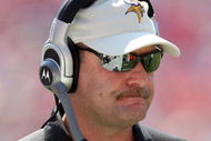 KANSAS CITY, MO - SEPTEMBER 23: Head coach Brad Childress of the Minnesota Vikings watches the action from the sidelines during the game against the Kansas City Chiefs on September 23, 2007 at Arrowhead Stadium in Kansas City, Missouri. (Photo by Jamie Squire/Getty Images)