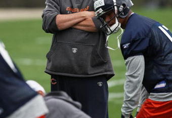 LAKE FOREST, IL - MAY 01: Offensive coordinator Ron Turner of the Chicago Bears watches a rookie mini-camp practice on May 1, 2009 at Halas Hall in Lake Forest, Illinois. (Photo by Jonathan Daniel/Getty Images)