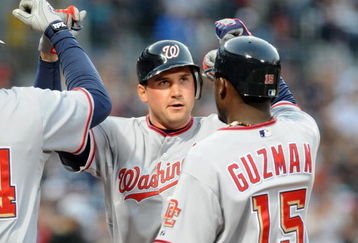 ATLANTA - APRIL 11: Infielder Ryan Zimmerman #11 of the Washington Nationals celebrates a home run against the Atlanta Braves April 11, 2009 at Turner Field in Atlanta, Georgia.  (Photo by Al Messerschmidt/Getty Images)