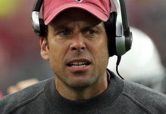 GLENDALE, AZ - JANUARY 18:  Offensive Coordinator Todd Haley of the Arizona Cardinals looks on against the Philadelphia Eagles during the NFC championship game on January 18, 2009 at University of Phoenix Stadium in Glendale, Arizona.  (Photo by Jed Jacobsohn/Getty Images)