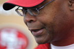 SANTA CLARA, CA - MAY 01: Head coach Mike Singletary of the San Francisco 49ers talks with the media during the 49ers Minicamp at their training facilities on May 1, 2009 in Santa Clara, California.  (Photo by Jed Jacobsohn/Getty Images)