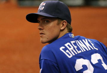ST. PETERSBURG, FL - JULY 6:  Pitcher Zack Greinke #23 of the Kansas City Royals checks the bullpen against the Tampa Bay Rays July 6, 2008 at Tropicana Field in St. Petersburg, Florida. The Rays defeated the Royals 9-2.  (Photo by Al Messerschmidt/Getty Images)