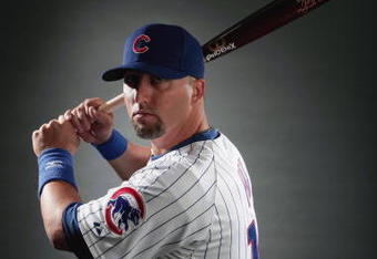 MESA, AZ - FEBRUARY 23:  Jake Fox of the Chicago Cubs poses during photo day at the Fitch Park Spring Training complex on February 23, 2009 in Mesa, Arizona. (Photo by Donald Miralle/Getty Images)
