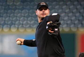 HOUSTON - JANUARY 31:  Roger Clemens throws batting practice during the Nolan Ryan and Jeff Bagwell Elite Camp January 31, 2008 at Minute Maid Park in Houston, Texas.  (Photo by Bob Levey/Getty Images)