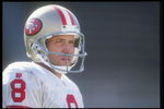 28 Nov 1995:  Quarterback Steve Young of the San Francisco 49ers looks on during a Wheaties commercial filming in Los Angeles, California. Mandatory Credit: Al Bello  /Allsport