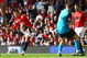 MANCHESTER, ENGLAND - APRIL 05: Cristiano Ronaldo of Manchester United scores the opening goal during the Barclays Premier League match between Manchester United and Aston Villa at Old Trafford on April 5, 2009 in Manchester, England. (Photo by Ryan Pierse/Getty Images)