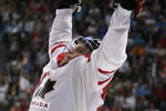 QUEBEC CITY, QC - MAY 18:  Dany Heatley #15 of Canada celebrates his goal in the second period against Russia during the Gold Medal Game of the International Ice Hockey Federation World Championship at the Colisee Pepsi on May 18, 2008 in Quebec City, Canada.  (Photo by Elsa/Getty Images)