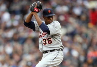 SEATTLE - APRIL 18:  Edwin Jackson #36 of the Detroit Tigers pitches during the game against the Seattle Mariners on April 18, 2009 at Safeco Field in Seattle, Washington. (Photo by Otto Greule Jr/Getty Images)