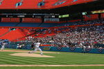 MIAMI - APRIL 06:  Starting pitcher Ricky Nolasco #47 of the Florida Marlins throws the first pitch of the game against the Washington Nationals on opening day at Dolphin Stadium on April 6, 2009 in Miami, Florida.  (Photo by Doug Benc/Getty Images)