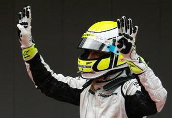 BARCELONA, SPAIN - MAY 10:  Jenson Button of Great Britain and Brawn GP celebrates in parc ferme as he wins the Spanish Formula One Grand Prix at the Circuit de Catalunya on May 10, 2009 in Barcelona, Spain.  (Photo by Paul Gilham/Getty Images)