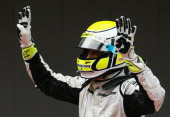 BARCELONA, SPAIN - MAY 10:  Jenson Button of Great Britain and Brawn GP celebrates in parc ferme as he wins the Spanish Formula One Grand Prix at the Circuit de Catalunya on May 10, 2009 in Barcelona, Spain.  (Photo by Paul Gilham/Getty Images)
