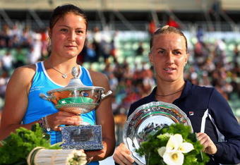 ROME - MAY 09:  Dinara Safina of Russia and Svetlana Kuznetsova of Russia pose with their trophies after Safina won their Singles Final match during day six of the Sony Ericsson WTA Tour Internazionli BNL D'Italia event at Foro Italico on May 9, 2009 in Rome, Italy.  (Photo by Ryan Pierse/Getty Images)