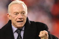 LANDOVER, MD - NOVEMBER 16:  Owner of the Dallas Cowboys, Jerry Jones, looks on during warmups before the game against the Washington Redskins on November 16, 2008 at FedEx Field in Landover, Maryland.  (Photo by Jim McIsaac/Getty Images)