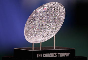 NEW ORLEANS - JANUARY 07:  The Coaches' Trophy is displayed before the Ohio State Buckeyes take on the Louisiana State University Tigers in the AllState BCS National Championship on January 7, 2008 at the Louisiana Superdome in New Orleans, Louisiana.  (Photo by Streeter Lecka/Getty Images)