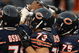 CHICAGO - AUGUST 21: Members of the Chicago Bear defense including Nick Osborn #79, Dan Bazuin #73 and Matt Toeaina #75 prepare to play against the San Francisco 49ers on August 21, 2008 at Soldier Field in Chicago, Illinois.The 49ers defeated the Bears 37-30. (Photo by Jonathan Daniel/Getty Images)