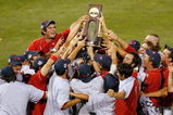 OMAHA, NE - JUNE 25:  The Fresno State Bulldogs celebrate winning The 2008 Men's College World Series Championship against the Georgia Bulldogs on June 25, 2008 at Rosenblatt Stadium in Omaha, Nebraska.  (Photo by Kevin C. Cox/Getty Images)