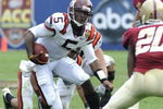 TAMPA, FL - DECEMBER 6: Quarterback Tyron Taylor #5 of the Virginia Tech Hokies rushes upfield against the Boston College Eagles in the 2008 ACC Football Championship game at Raymond James Stadium on December 6, 2008 in Tampa, Florida.  (Photo by Al Messerschmidt/Getty Images)