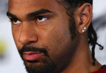 LONDON, ENGLAND - APRIL 20:  David Haye of the United Kingdom speaks to reporters during a press conference at The Hospital Club on April 20, 2009 in London, England. The IBF, IBO and WBO World Heavyweight Championship fight between Wladimir Klitschko and David Haye will take place at the Veltins Arena on June 20, 2009 in Gelsenkirchen, Germany.  (Photo by Ryan Pierse/Getty Images)