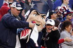 FOXBORO, MA - JANUARY 07:  The mascot of the New England Patriots 'Pat Patriot' celebrates with fans against the New York Jets in the AFC Wild Card Playoff Game at Gillette Stadium on January 7, 2007 in Foxboro, Massachusetts. The Patriots won the game 37-16.  (Photo by Jim McIsaac/Getty Images)