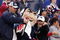 FOXBORO, MA - JANUARY 07:  The mascot of the New England Patriots 'Pat Patriot' celebrates with fans against the New York Jets in the AFC Wild Card Playoff Game at Gillette Stadium on January 7, 2007 in Foxboro, Massachusetts. The Patriots won the game 37-16.  (Photo by Jim McIsaac/Getty Images)