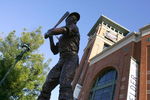 MILWAUKEE - OCTOBER 04:  A statue of Hall of Famer Hank Arron is seen outside of Miller Park prior to the Milwaukee Brewers playing against the Philadelphia Phillies in Game three of the NLDS during the 2008 MLB playoffs at Miller Park on October 4, 2008 in Milwaukee, Wisconsin.  (Photo by Jim McIsaac/Getty Images)